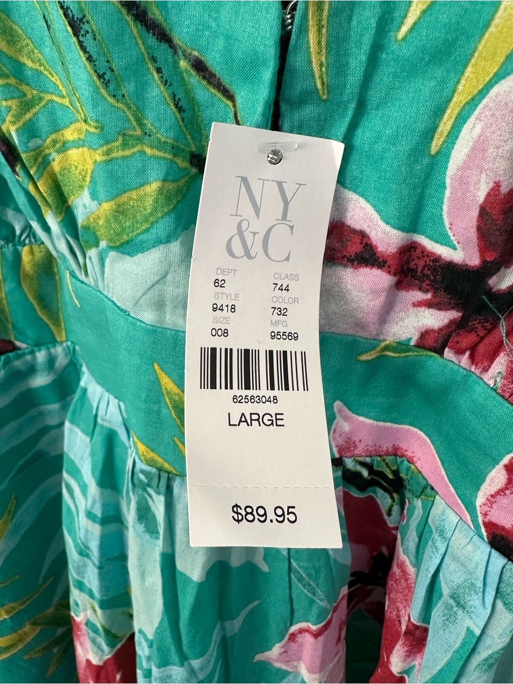 New York & Company Tropical Floral Halter Maxi Dress NWT Large - Picture 11 of 12
